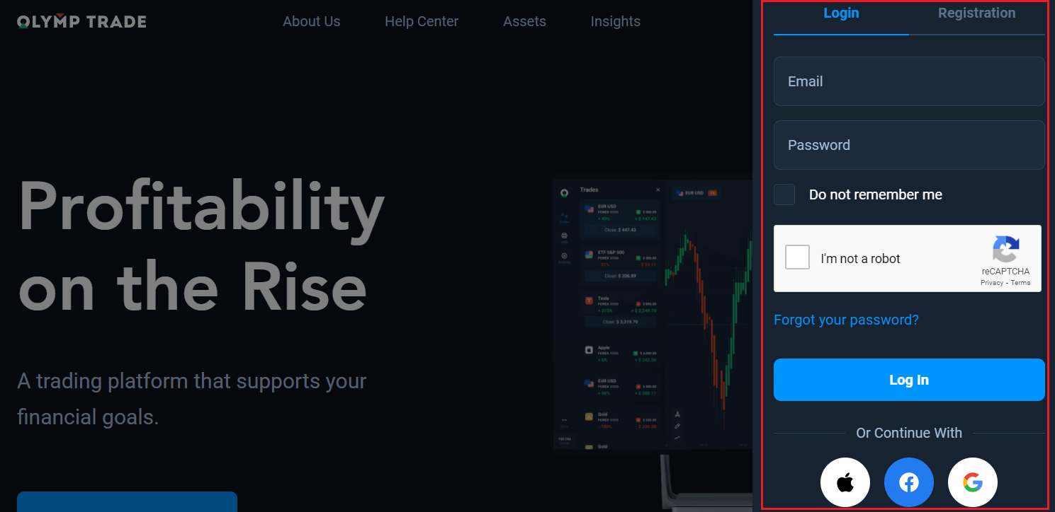 نحوه ورود و تأیید حساب در Olymptrade