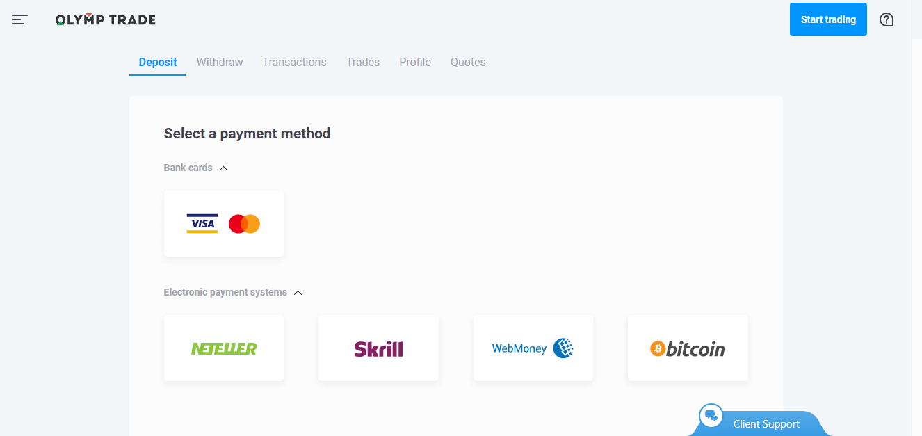 Cómo acelerar sus retiros en Olymptrade