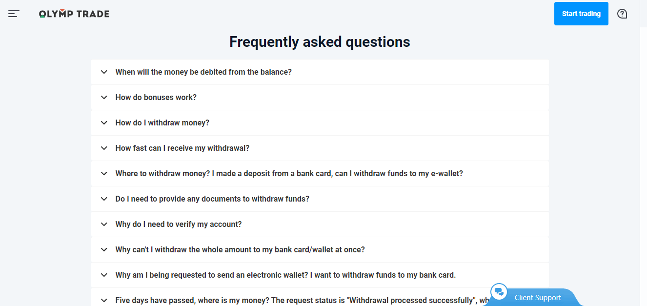 Cómo acelerar sus retiros en Olymptrade