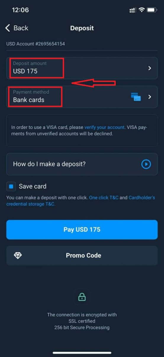Debaajiga Olymptrade ee loo maro kaararka bangiga: Visa, Mastercard, JCB, Discover