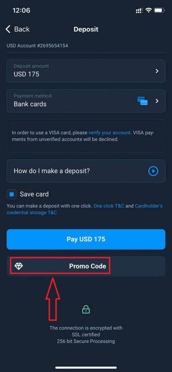 Debaajiga Olymptrade ee loo maro kaararka bangiga: Visa, Mastercard, JCB, Discover