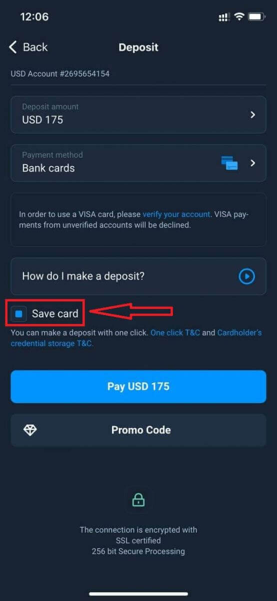 Debaajiga Olymptrade ee loo maro kaararka bangiga: Visa, Mastercard, JCB, Discover