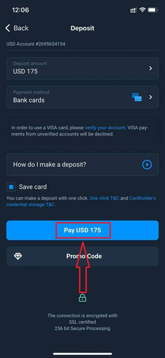 Debaajiga Olymptrade ee loo maro kaararka bangiga: Visa, Mastercard, JCB, Discover
