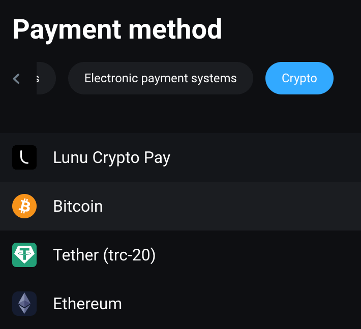 Deposit Olymptrade iyada oo loo marayo Crypto: Bitcoin, ETH, USDT, Lunu Deposit Olymptrade iyada oo loo marayo Crypto: Bitcoin, ETH, USDT, Lunu